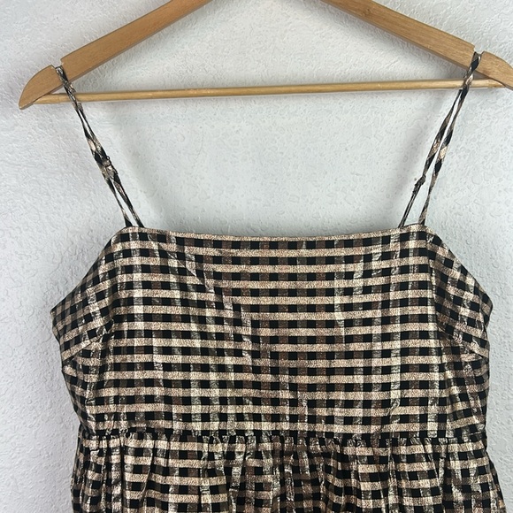 Perfect like new J.Crew Lurex Gingham Tired Mini Dress Size 10 - Picture 4 of 9